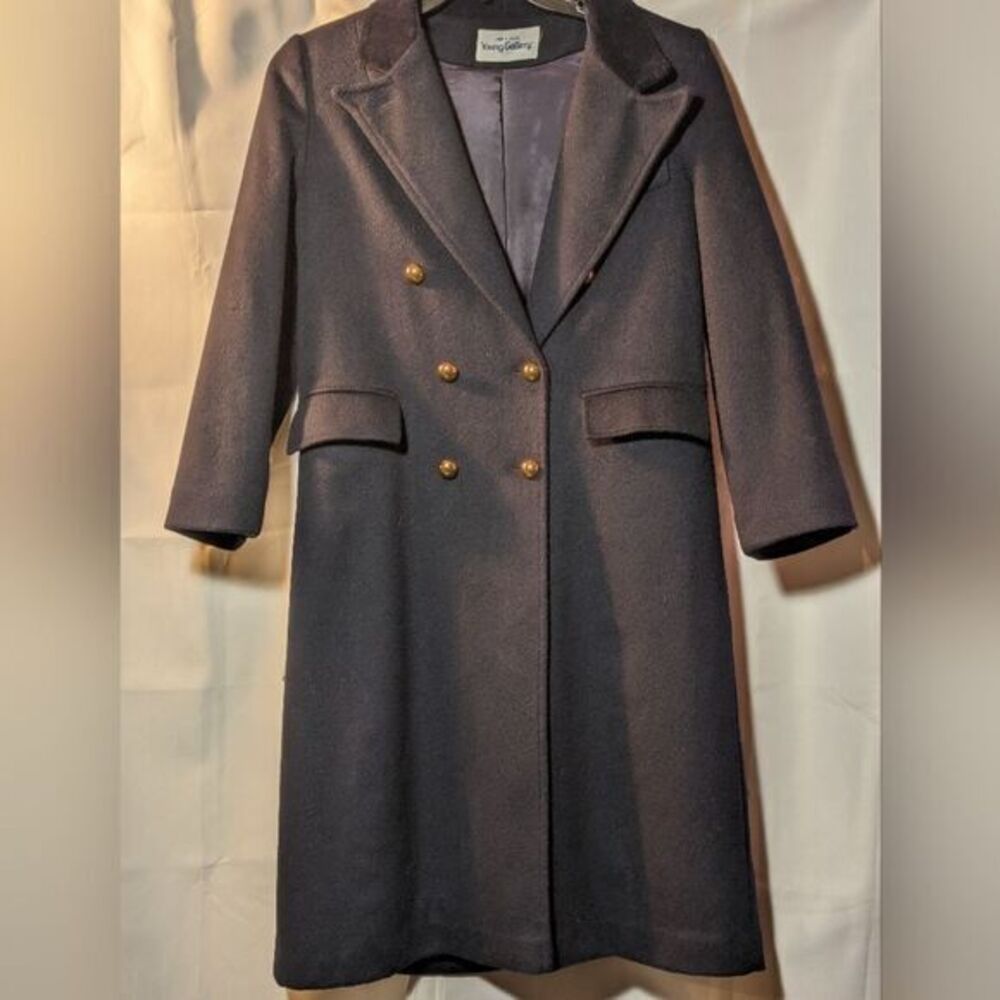 Classic Young‎ Gallery 100% Wool Navy Blue Double Breasted Winter Coat